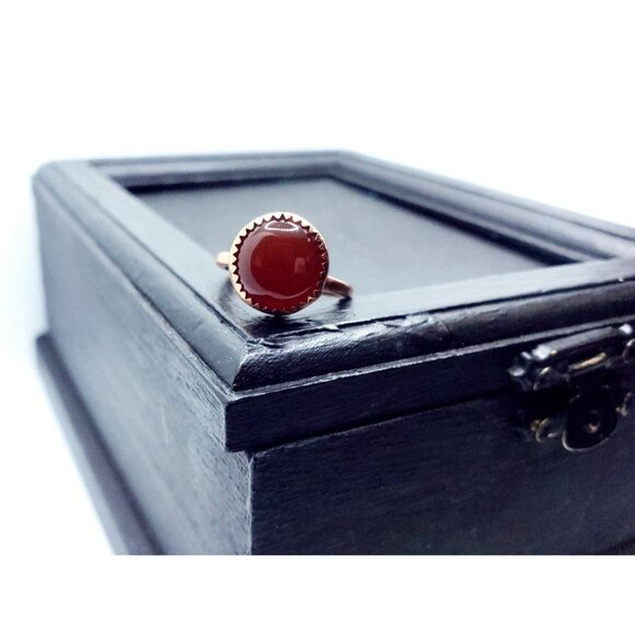 Red onyx copper crystal ring handmade - Picture 7 of 11